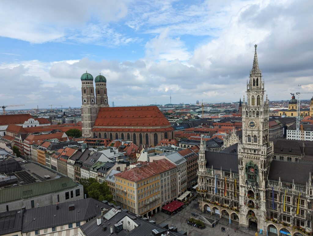 Aerial View of the Marienplatz in Munich, Germany