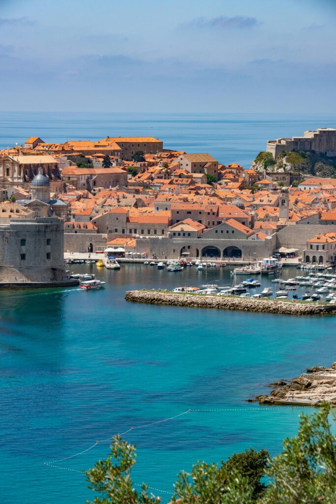 High Angle View of Dubrovnik City and Sea